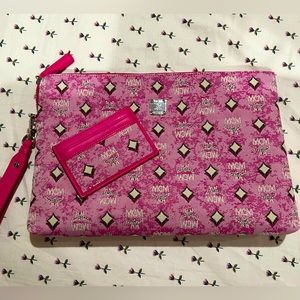 MCM jacquard pouch and card case